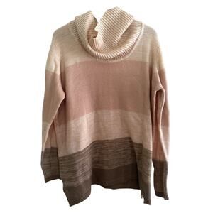 Avenue Pink and Brown Stripe Cowlneck Long-Sleeve Sweater sz 18